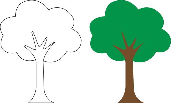 cómo a dibujar un básico dibujos animados árbol paso por paso para digital Arte y artesanía vector