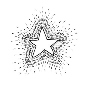 outline of a star surrounded by radiant light rays or a burst effect. Vintage element vector
