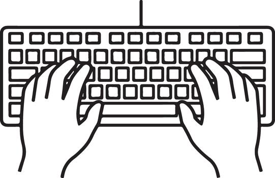 Hands typing on a computer keyboard, illustrating modern work, communication, digital input, data entry, and online activity vector