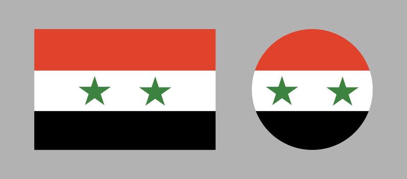 Syria circle, rectangle flag icon. Round, rectangular button flag of Syria. Flag simple rounded background. National Syria flag badges set. vector