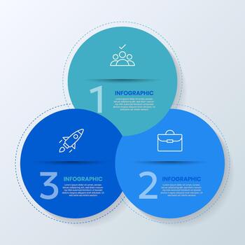 Three circles infographic business. Presentation of workflow. vector