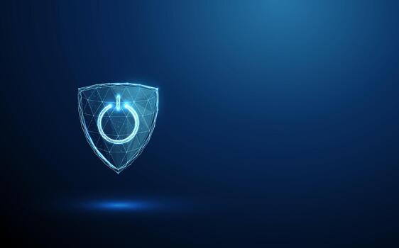 Digital shield with power symbol vector