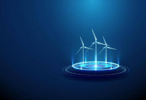 Digital wind turbines concept design vector