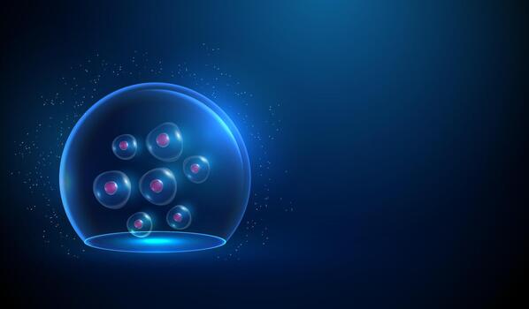 Glowing sphere with molecular structures inside vector