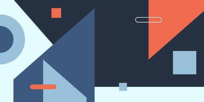 Abstract flat shapes geometric background design. Blue and orange color shapes pattern element concept banner style. vector