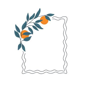 naranja rama en ondulado rectangular marco. moderno minimalista frontera . vector