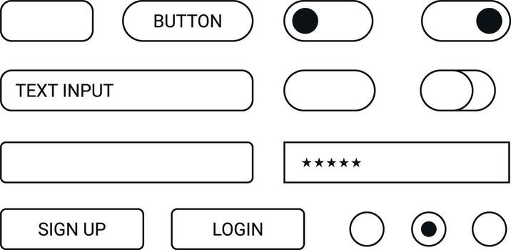 plano contorno conjunto de móvil ui estructura metálica componentes vector