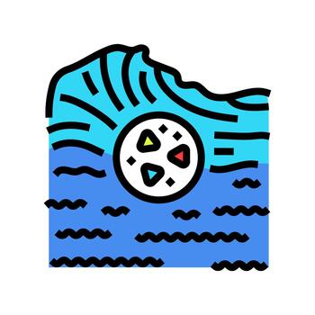 microplástico partículas flotante en agua superficie color icono ilustración vector