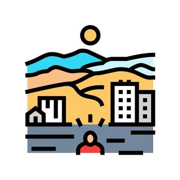 open spaces agoraphobia fear color icon illustration vector