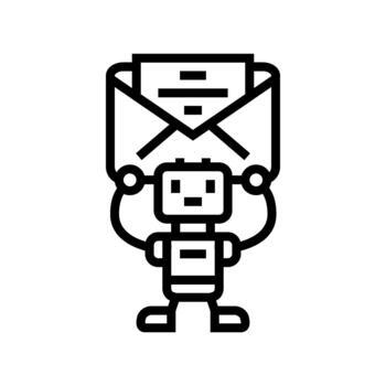 robot sending a message line icon illustration vector