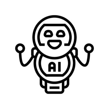 smiling ai assistant robot line icon illustration vector