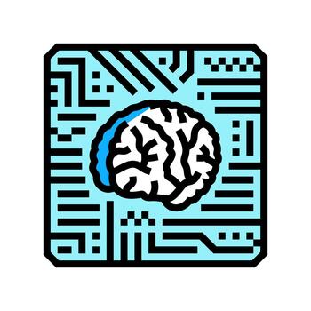 brain inside a circuit board pattern color icon illustration vector