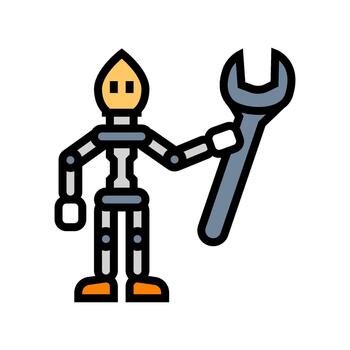 tiny helper robot tools color icon illustration vector