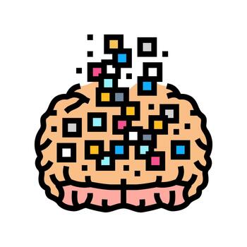 brain data streams flowing color icon illustration vector