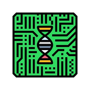 dna helix circuit pattern color icon illustration vector