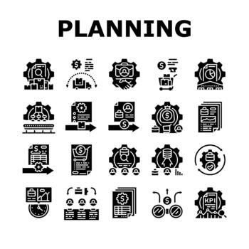enterpriser resource planning erp icons set vector