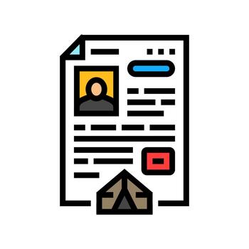 asylum application document color icon illustration vector