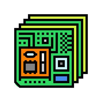 multi layered circuit design color icon illustration vector