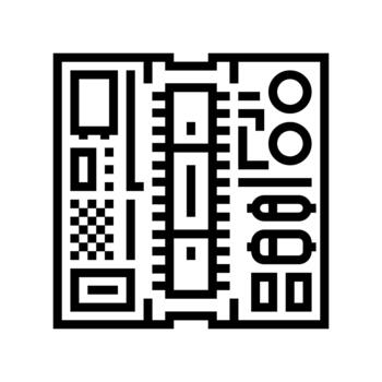 microcontroller connected board line icon illustration vector