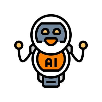 smiling ai assistant robot color icon illustration vector