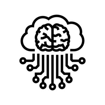 cerebro y nube informática línea icono ilustración vector