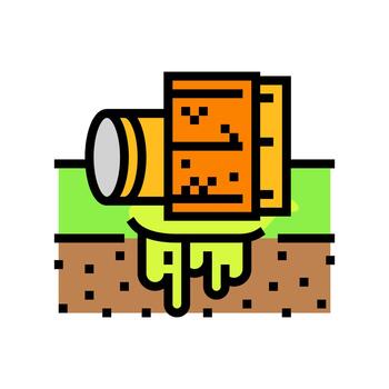 rusty pesticide containers on soil color icon illustration vector