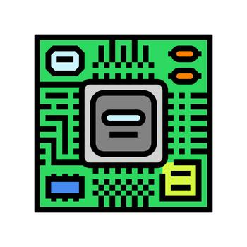 microchip circuit lines color icon illustration vector