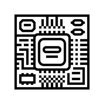 microchip circuit lines line icon illustration vector