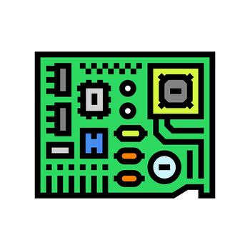 top view printed circuit board pcb color icon illustration vector