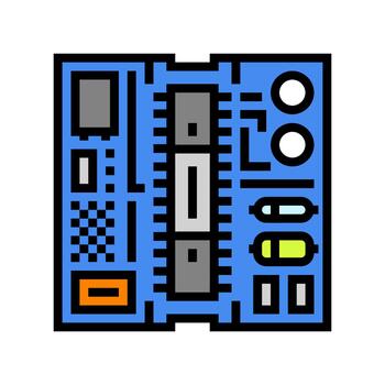 microcontroller connected board color icon illustration vector