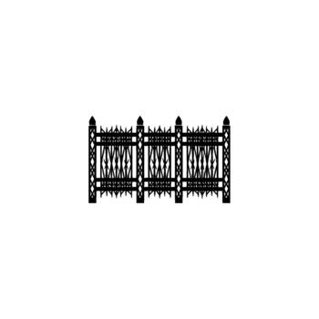 Ornate metal fence segment with pointed finials and intricate diamond patterns creating a gothic or aristocratic barrier vector