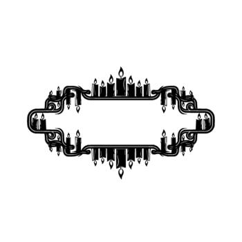 Ornate silhouette frame with multiple lit candles and swirling decorative elements vector