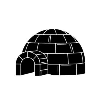 un rígido silueta de un tradicional iglú con un arqueado entrada y segmentario Hazme construcción vector