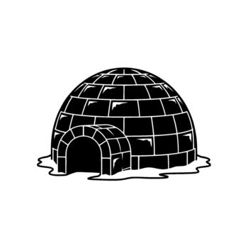 un limpiar minimalista ilustración silueta de un tradicional nieve iglú estructura con un arqueado Entrada y distinto hielo bloquear segmentos vector