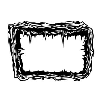 A sharp jagged silhouette border with dripping icicles creating a frosty icy frame effect isolated vector