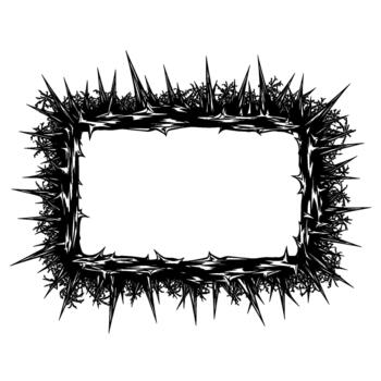 A illustration of a rectangular ornamental frame made from sharp menacing thorns and brambles creating a dangerous and gothic border vector