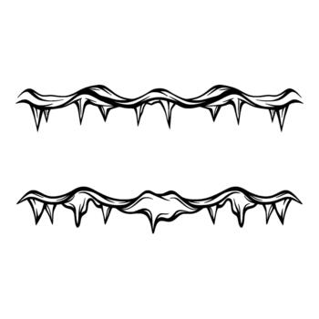 Abstract stylized ink illustrations of icy jagged borders with sharp icicle drips vector
