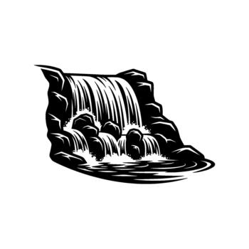 un sorprendentes ilustración de un de varios niveles cascada cascada terminado escabroso rocas dentro un piscina de agua creando dinámica salpicaduras y espuma aislado vector