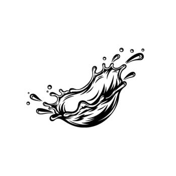 A dynamic ink sketch of a liquid splash with energetic droplets and small bubbles frozen in motion vector