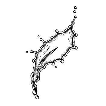 dinámica bosquejo de un líquido agua chapoteo con gotas congelado en movimiento vector