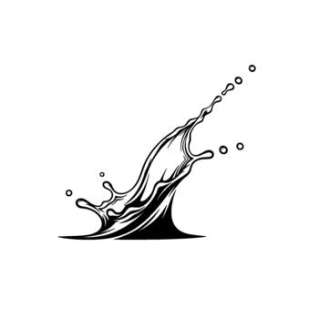Stylized ink illustration of a dynamic water splash erupting upwards with trailing droplets vector