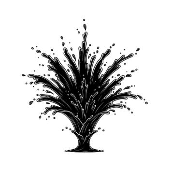 dinámica tinta chapoteo explotando hacia fuera con numeroso gotas y multa detalles vector