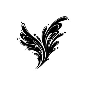 A striking abstract ink splash with dynamic curves and scattered small dots vector