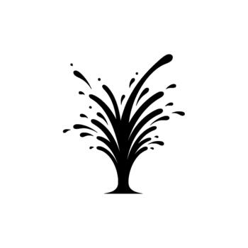 resumen silueta de un dinámica chapoteo o Estallar de líquido o tinta en erupción hacia arriba vector