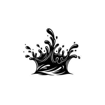 dinámica tinta chapoteo formando un resumen corona forma con fluido movimiento y gotas vector