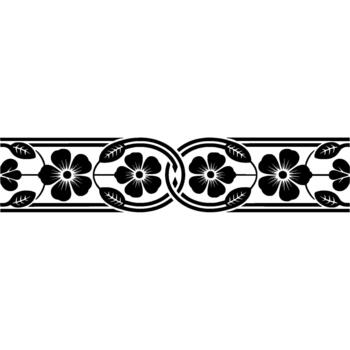 Ornate floral and leaf pattern border with interlocking circles isolated vector