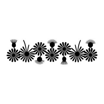 un minimalista ilustración de un repitiendo frontera modelo presentando resumen estilizado margarita me gusta flores y diente de león semilla cabezas vector