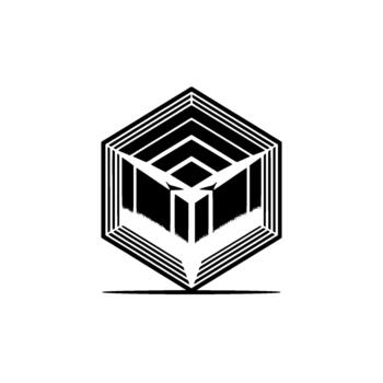 un geométrico espejismo de un Tres dimensional resumen cubo con en capas concéntrico líneas y un degradado sombra efecto vector