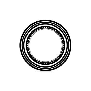 A minimalist featuring a circular emblem with concentric rings and a dotted inner ring vector