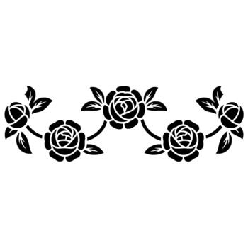 Elegant silhouette of a floral border featuring stylized roses and leaves intricately arranged in a continuous flowing pattern vector
